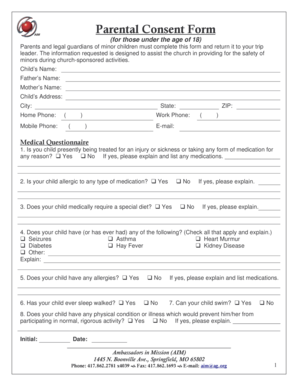 Minor Child Travel Consent Form