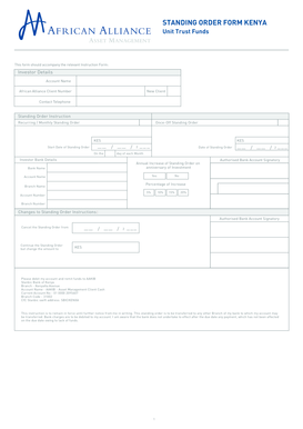 Kenya Standing Order Form