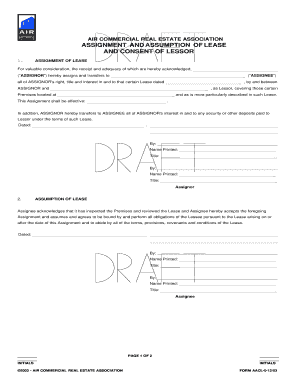 AIR Commercial Real Estate Assignment of Lease