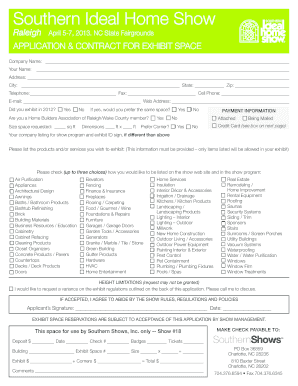 Southern Ideal Home Show Exhibitor Application