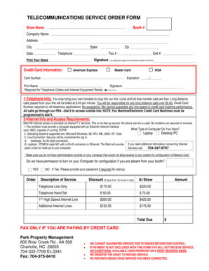 Telecommunications Service Order Form