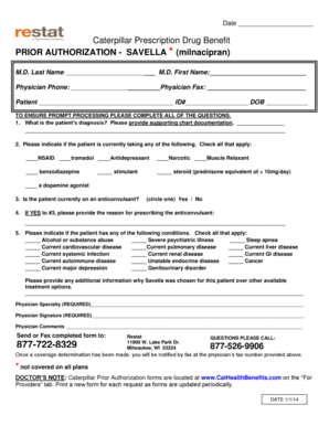 Caterpillar Savella Prior Authorization Form