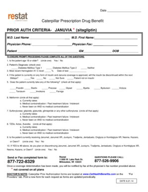 Caterpillar Januvia Prior Authorization Form