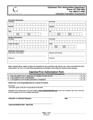 Caterpillar Prescription Drug Prior Authorization Form