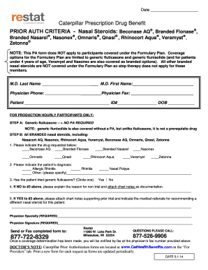 Caterpillar Prescription Drug Benefit Prior Authorization Form