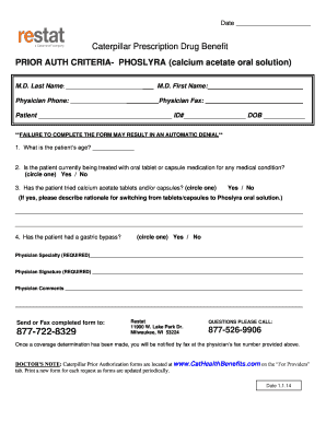 Caterpillar Prescription Drug Benefit Prior Authorization Form