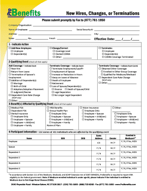 Employee Benefit Change Form