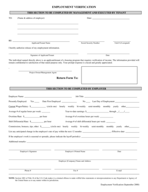 Employment Verification Form