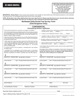 Northeast Delta Dental Fee Survey Form