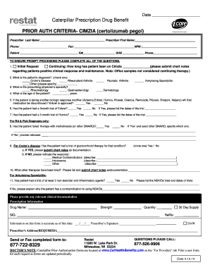 Caterpillar Prescription Drug Prior Authorization Form