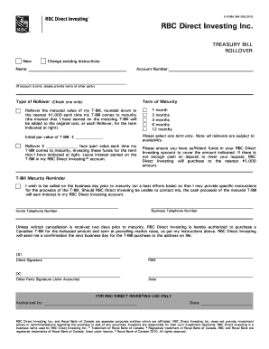Treasury Bill Rollover Form