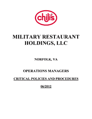 Military Restaurant Holdings, LLC Cash Audit Sheet