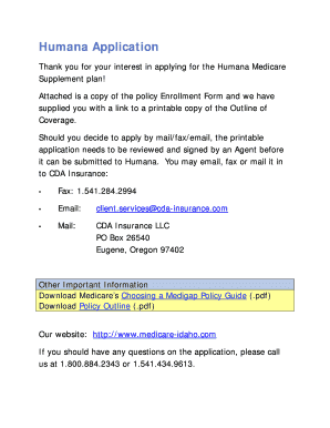 Humana Medicare Supplement Enrollment Application