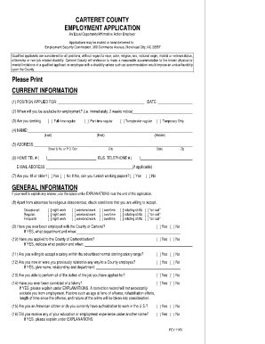 Carteret County Employment Application