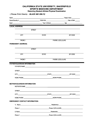 Returning Student-Athlete Physical Examination