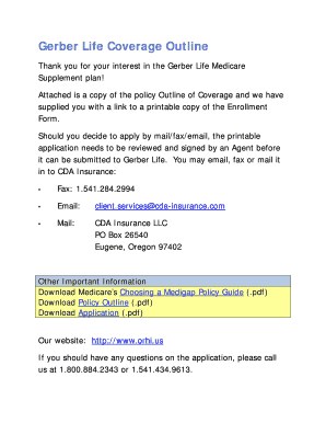 Gerber Life Medicare Supplement Enrollment Form