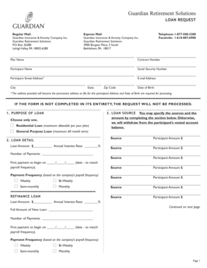 Guardian Retirement Solutions Loan Request Form