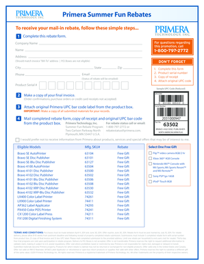 Primera Summer Fun Rebate Form