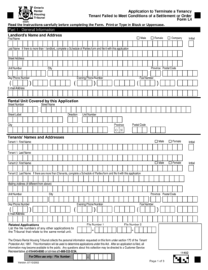 Ontario Rental Application to Terminate a Tenancy