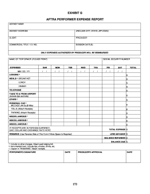 AFTRA Performer Expense Report