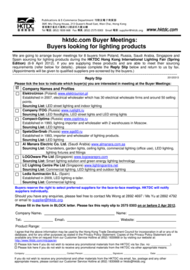 HKTDC Buyer Meetings Reply Slip