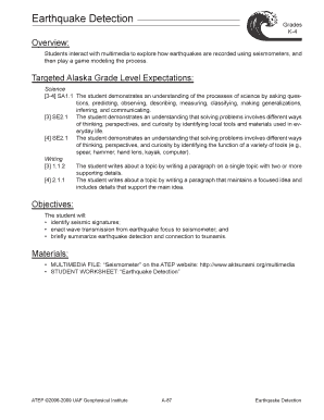 Earthquake Detection Student Worksheet