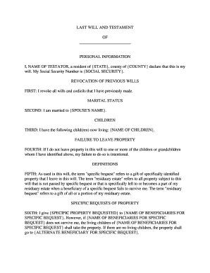 Last Will and Testament Template