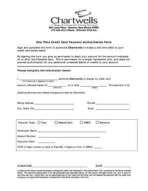 One Time Credit Card Payment Authorization Form