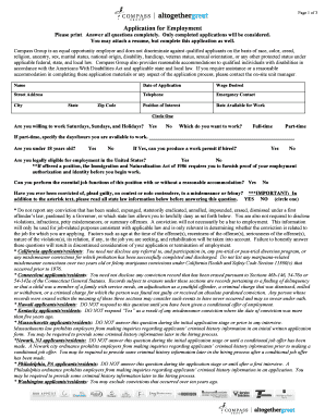 Compass Group Employment Application