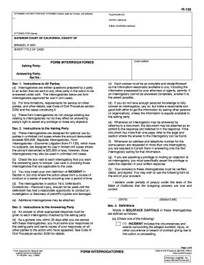 California Form Interrogatories FI-120