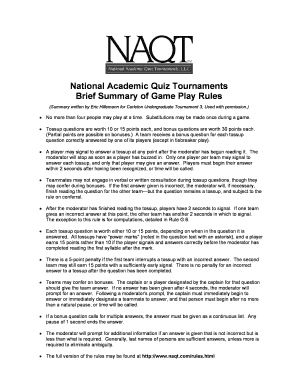 National Academic Quiz Tournaments Rules