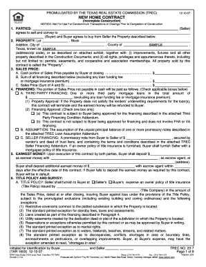 Texas New Home Contract