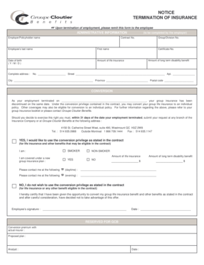 Termination of Insurance Notice