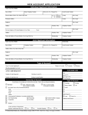 New Account Application Form
