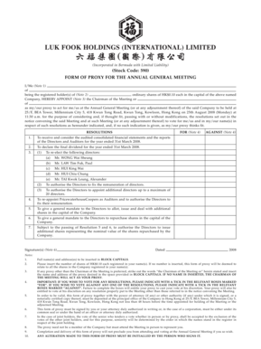 Proxy Form for Annual General Meeting