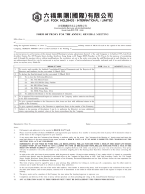 Proxy Form for Annual General Meeting