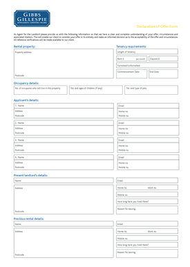 Declaration of Offer Form