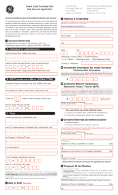 GE Stock Direct New Account Application