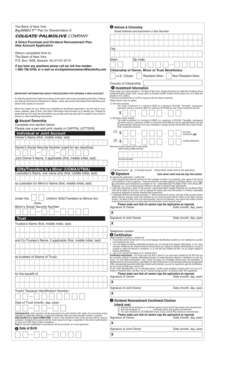 Colgate-Palmolive New Account Application