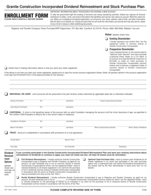Granite Construction Dividend Reinvestment Form