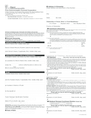 First Commonwealth Financial Dividend Reinvestment Form