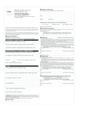 Investor Services Plan New Account Application