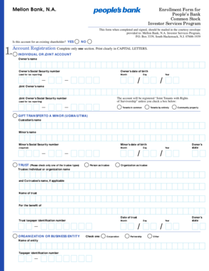 Mellon Bank Investor Services Enrollment Form