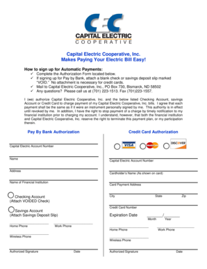 Capital Electric Cooperative Payment Authorization Form