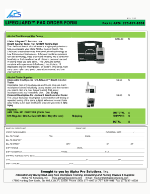 Lifeguard Fax Order Form