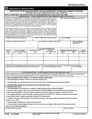 Certificate of Balance on Deposit and Authorization to Disclose Financial Records