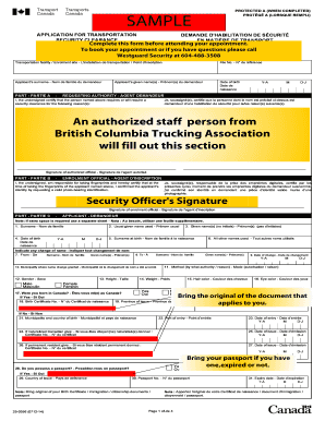 Transportation Security Clearance Application