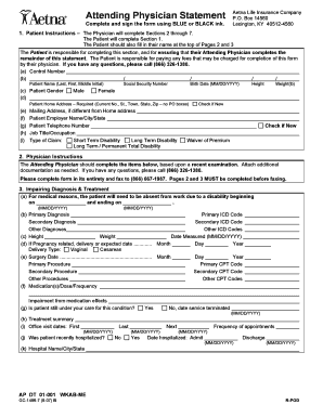 Aetna Attending Physician Statement
