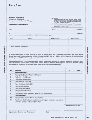 SembCorp Industries Proxy Form