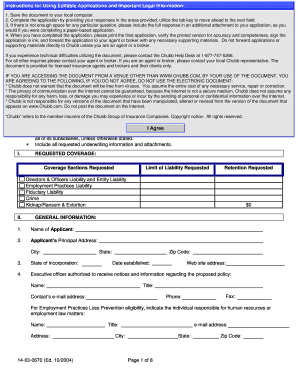 Chubb ForeFront PortfolioSM New Business Application